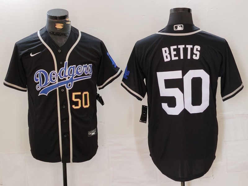Men Los Angeles Dodgers #50 Betts Black Fashion Nike 2024 MLB Jersey style 7151->milwaukee brewers->MLB Jersey